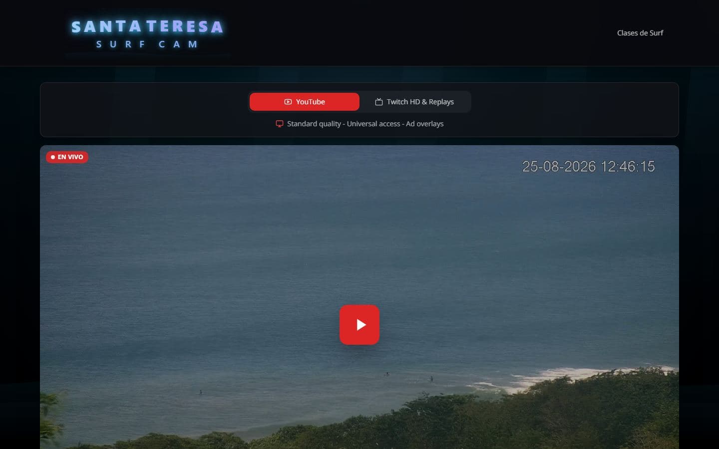 Sitio web de Santa Teresa Surf Cam